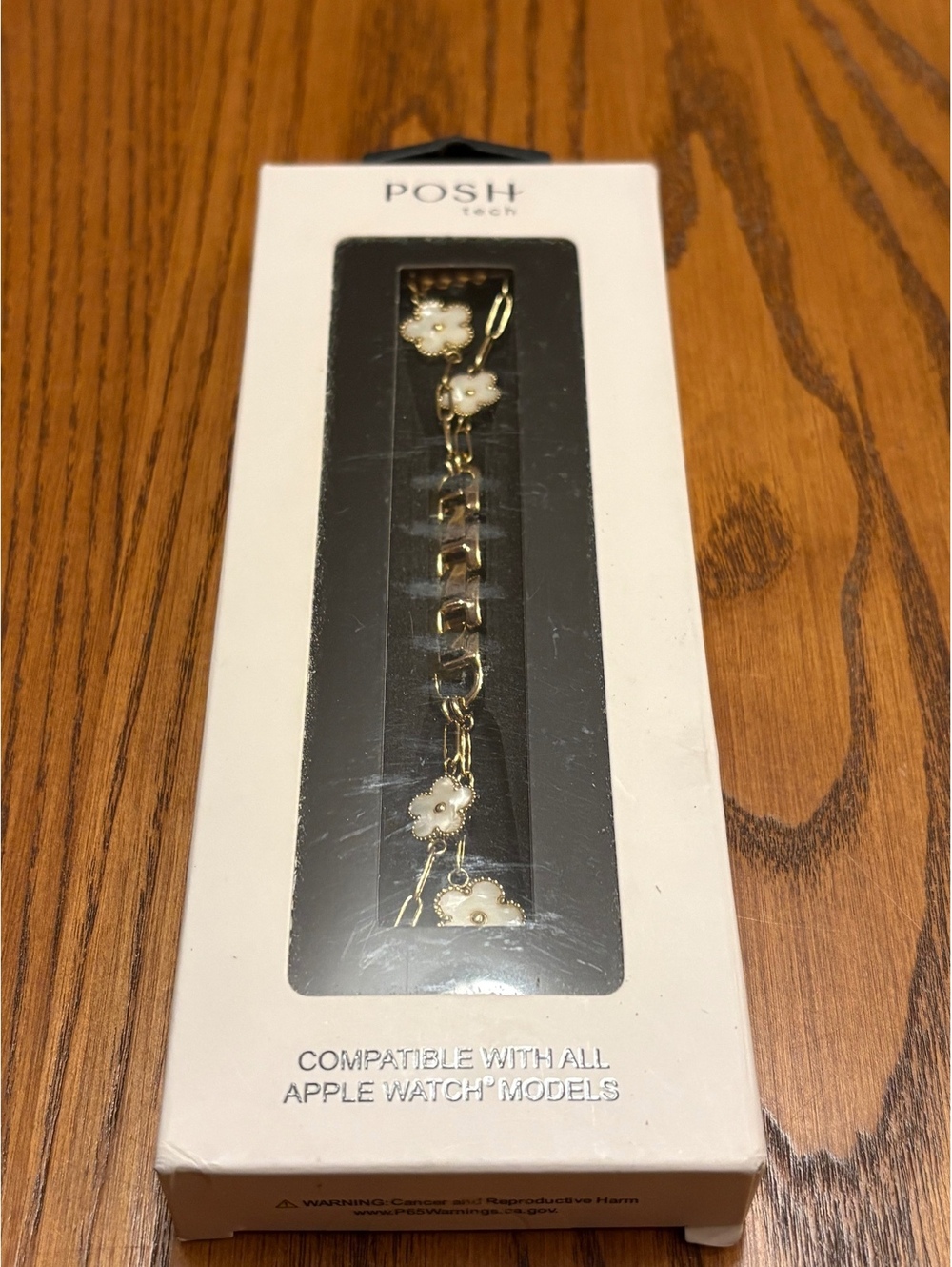 Posh Tech "Flora" / "June Flower" Stainless Steel Apple Watch Band - Gold/White